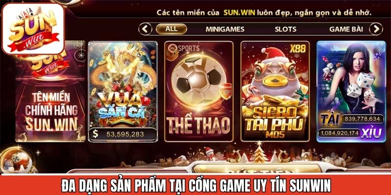 Các trò chơi và dịch vụ đang được cung cấp tại Sunwin