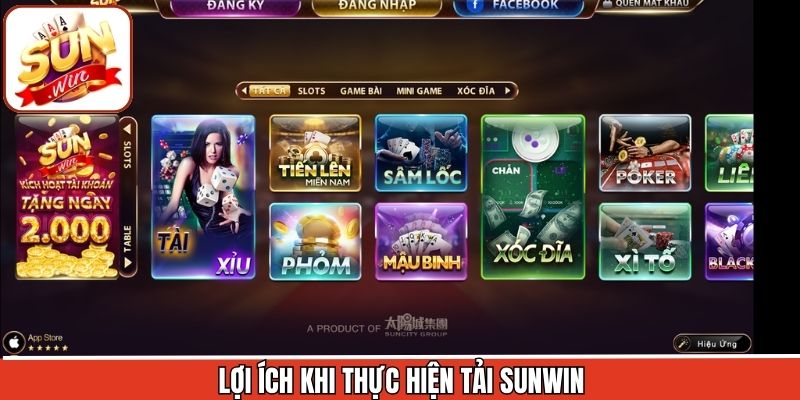 Các ưu điểm rõ ràng dành cho người chơi khi tải Sunwin